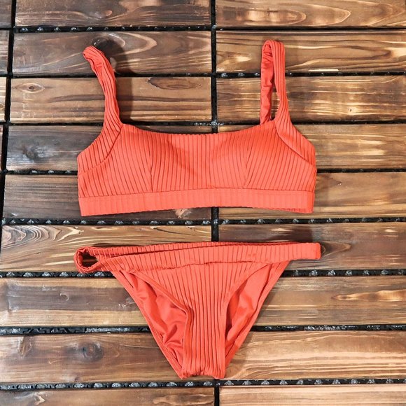 Cikada Australia Burnt Orange Ribbed Bikini Set 6 - Picture 1 of 14